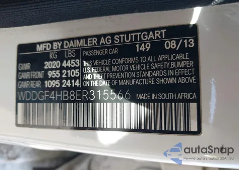 2014 Mercedes-Benz C-Class C 250 Sport from USA, damaged, VIN WDDGF4HB8ER315566